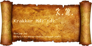 Krakker Máté névjegykártya